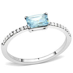Jewellery Kingdom Cubic Zirconia Stainless Steel Emerald Cut Blue Topaz Ladies Ring - Jewelry Rings - British D'sire