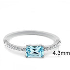 Jewellery Kingdom Cubic Zirconia Stainless Steel Emerald Cut Blue Topaz Ladies Ring - Jewelry Rings - British D'sire
