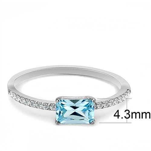 Jewellery Kingdom Cubic Zirconia Stainless Steel Emerald Cut Blue Topaz Ladies Ring - Jewelry Rings - British D'sire