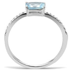 Jewellery Kingdom Cubic Zirconia Stainless Steel Emerald Cut Blue Topaz Ladies Ring - Jewelry Rings - British D'sire