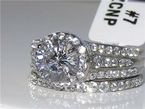 Jewellery Kingdom Cubic Zirconia Stainless Steel Engagement Wedding Ladies Band Ring Set - Jewelry Rings - British D'sire Main image