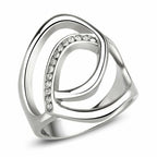 Jewellery Kingdom Cubic Zirconia Stainless Steel Flat Stamped Ladies Silver Ring Band - Rings - British D'sire