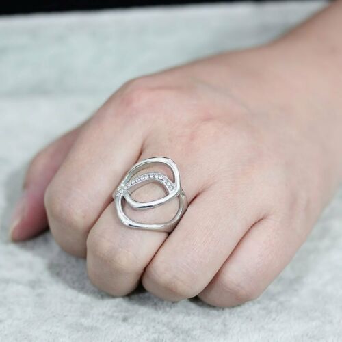 Jewellery Kingdom Cubic Zirconia Stainless Steel Flat Stamped Ladies Silver Ring Band - Rings - British D'sire