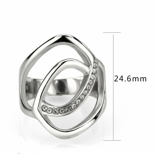 Jewellery Kingdom Cubic Zirconia Stainless Steel Flat Stamped Ladies Ring Band (Silver) Secondary image