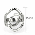 Jewellery Kingdom Cubic Zirconia Stainless Steel Flat Stamped Ladies Silver Ring Band - Rings - British D'sire