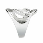 Jewellery Kingdom Cubic Zirconia Stainless Steel Flat Stamped Ladies Silver Ring Band - Rings - British D'sire