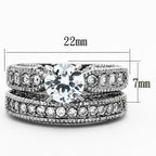 Jewellery Kingdom Cubic Zirconia Stainless Steel Ladies Engagement Weddin Ring Set Band (Silver) - Jewelry Rings - British D'sire