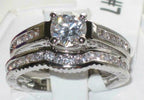Jewellery Kingdom Cubic Zirconia Stainless Steel Ladies Engagement Wedding Band Ring Set - Engagement Rings - British D'sire