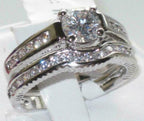 Jewellery Kingdom Cubic Zirconia Stainless Steel Ladies Engagement Wedding Band Ring Set - Engagement Rings - British D'sire