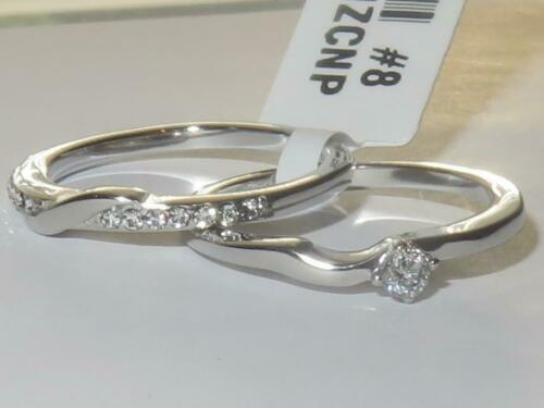 Jewellery Kingdom Cubic Zirconia Stainless Steel Ladies Engagement Wedding Ring Set - Engagement Rings - British D'sire