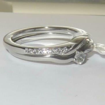 Jewellery Kingdom Cubic Zirconia Stainless Steel Ladies Engagement Wedding Ring Set - Engagement Rings - British D'sire