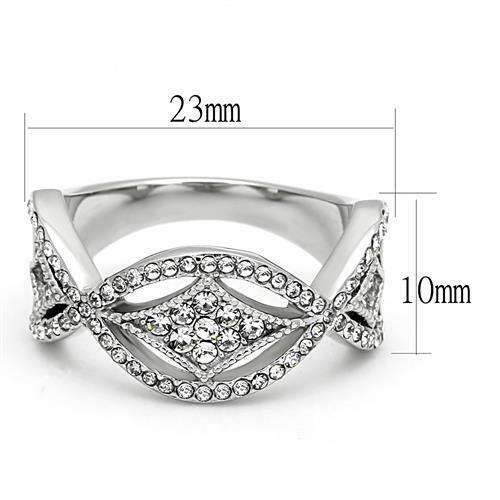Jewellery Kingdom Cubic Zirconia Stainless Steel Ladies Fancy Band Ring - Jewelry Rings - British D'sire