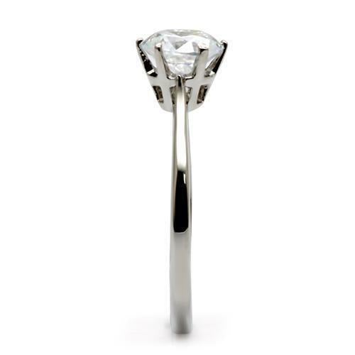 Jewellery Kingdom Cubic Zirconia Stainless Steel Ladies Solitaire Engagement Ring (Silver) - Engagement Rings - British D'sire