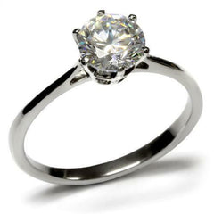 Jewellery Kingdom Cubic Zirconia Stainless Steel Ladies Solitaire Engagement Ring (Silver) - Engagement Rings - British D'sire