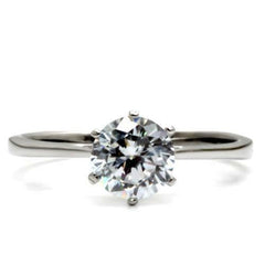 Jewellery Kingdom Cubic Zirconia Stainless Steel Ladies Solitaire Engagement Ring (Silver) - Engagement Rings - British D'sire