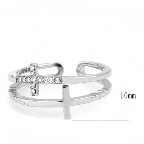Jewellery Kingdom Cubic Zirconia Stainless Steel No Tarnish Pave Elegant Ladies Cross Ring Band (Silver) - Rings - British D'sire