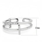 Jewellery Kingdom Cubic Zirconia Stainless Steel No Tarnish Pave Elegant Ladies Cross Ring Band (Silver) - Rings - British D'sire