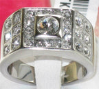 Jewellery Kingdom Cubic Zirconia Stainless Steel No Tarnish Pinky Chunky Mens Signet Ring (Silver) - Jewelry Rings - British D'sire