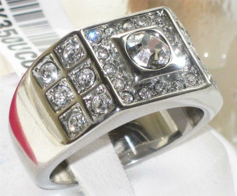 Jewellery Kingdom Cubic Zirconia Stainless Steel No Tarnish Pinky Chunky Mens Signet Ring (Silver) - Jewelry Rings - British D'sire