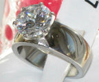 Jewellery Kingdom Cubic Zirconia Stainless Steel No Tarnish Wide Ladies Solitaire Ring - Rings - British D'sire