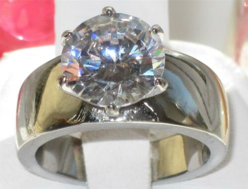 Jewellery Kingdom Cubic Zirconia Stainless Steel No Tarnish Wide Ladies Solitaire Ring - Rings - British D'sire