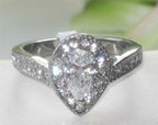 Jewellery Kingdom Cubic Zirconia Stainless Steel Realistic Ladies Engagement Pear Ring - Engagement Rings - British D'sire