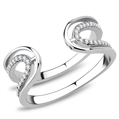 Jewellery Kingdom Cubic Zirconia Stainless Steel Silver Pave Open Sparkling Ladies Ring Band - Jewelry Rings - British D'sire Main image