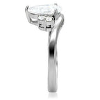 Jewellery Kingdom Cubic Zirconia Stainless Steel Silver Pretty Realistic Sparkle Ladies Pear Ring - Jewelry Rings - British D'sire