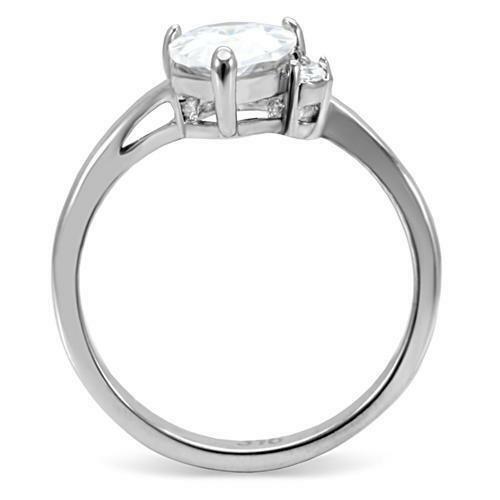 Jewellery Kingdom Cubic Zirconia Stainless Steel Silver Pretty Realistic Sparkle Ladies Pear Ring Secondary image