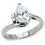 Jewellery Kingdom Cubic Zirconia Stainless Steel Silver Pretty Realistic Sparkle Ladies Pear Ring - Jewelry Rings - British D'sire