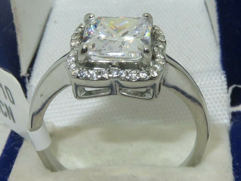 Jewellery Kingdom Cubic Zirconia Stainless Steel Square Stone 5CT Ladies Princess Ring - Jewelry Rings - British D'sire