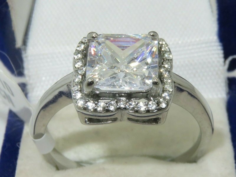Jewellery Kingdom Cubic Zirconia Stainless Steel Square Stone 5CT Ladies Princess Ring - Jewelry Rings - British D'sire Main image