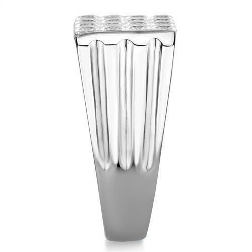 Jewellery Kingdom Cubic Zirconia Stainless Steel Square Stones Silver Super Realistic Mens Signet Ring - Jewelry Rings - British D'sire