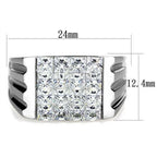 Jewellery Kingdom Cubic Zirconia Stainless Steel Square Stones Silver Super Realistic Mens Signet Ring - Jewelry Rings - British D'sire
