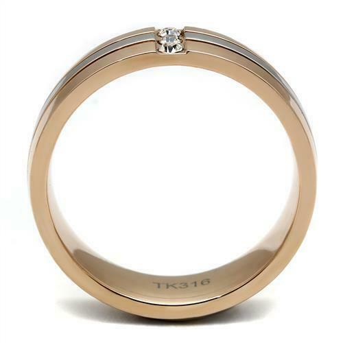 Jewellery Kingdom Cubic Zirconia Stainless Steel Two Tone Stainless Steel Rose Gold Ring - Jewelry Rings - British D'sire