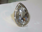 Jewellery Kingdom Cubic Zirconia Statement Big Pear Cocktail Ladies Ring (Gold) - Rings - British D'sire