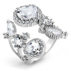 Jewellery Kingdom Cubic Zirconia Statement Rhodium Various Cuts Pear Oval Ladies Cocktail Ring (Silver) - Jewelry Rings - British D'sire
