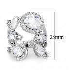 Jewellery Kingdom Cubic Zirconia Statement Rhodium Various Cuts Pear Oval Ladies Cocktail Ring (Silver) - Jewelry Rings - British D'sire