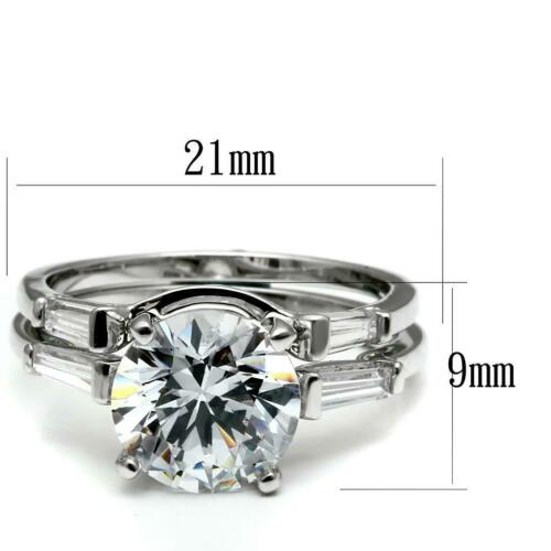 Jewellery Kingdom Cubic Zirconia Steel Ladies Engagement Band Ring Set (Silver) Secondary image