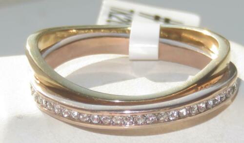 Jewellery Kingdom Cubic Zirconia Steel Stacking Connecting Ladies 2 Tone Bands Ring (Rose Gold) Secondary image
