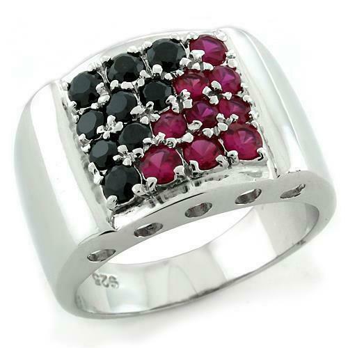 Jewellery Kingdom Cubic Zirconia Sterling Silver 2.80 CT Jet Black Band Unisex Ruby Ring - Jewelry Rings - British D'sire Main image