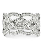 Jewellery Kingdom Cubic Zirconia Sterling Silver Way Ladies Silver Ring Band - Jewelry Rings - British D'sire