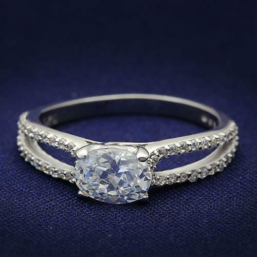 Jewellery Kingdom Cubic Zirconia Sterling Solitaire Accents Ladies Oval Engagement Ring (Silver) - Engagement Rings - British D'sire