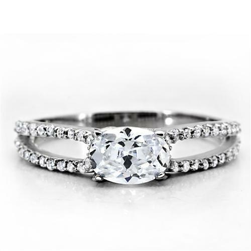 Jewellery Kingdom Cubic Zirconia Sterling Solitaire Accents Ladies Oval Engagement Ring (Silver) - Engagement Rings - British D'sire