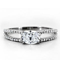 Jewellery Kingdom Cubic Zirconia Sterling Solitaire Accents Ladies Oval Engagement Ring (Silver) - Engagement Rings - British D'sire