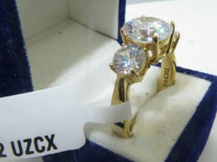 Jewellery Kingdom Cubic Zirconia Three Stone Past Present Future Anniversary 4 Carat Ladies Ring (Gold) - Jewelry Rings - British D'sire