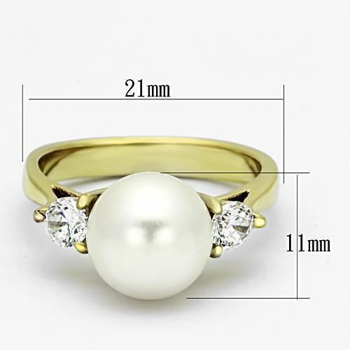 Jewellery Kingdom Cubic Zirconia Three Stone Steel Elegant White 18Kt Ladies Pearl Gold Ring Secondary image
