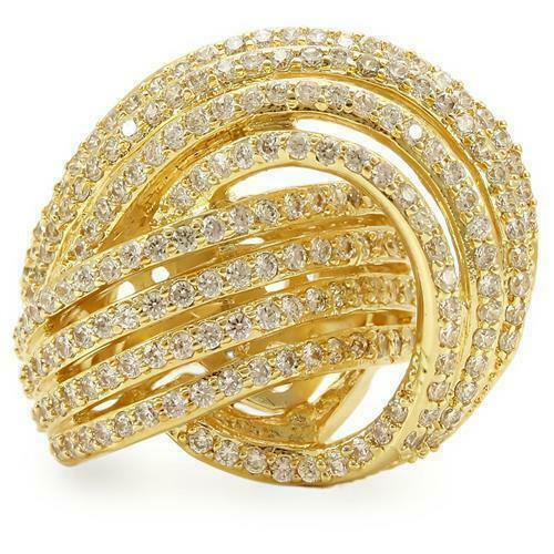 Jewellery Kingdom Cubic Zirconia Twisted Pave Big Sparkling Ladies Cocktail Ring - Jewelry Rings - British D'sire Main image