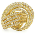 Jewellery Kingdom Cubic Zirconia Twisted Pave Big Sparkling Ladies Cocktail Ring - Jewelry Rings - British D'sire