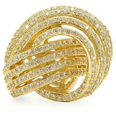 Jewellery Kingdom Cubic Zirconia Twisted Pave Big Sparkling Ladies Cocktail Ring - Jewelry Rings - British D'sire